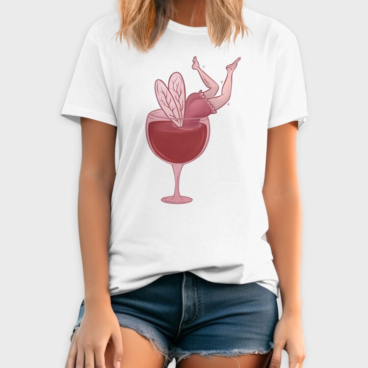 Small Drunk Fairy In Wine Glass, Tricou Barbati (Unisex)