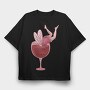 Small Drunk Fairy In Wine Glass, Tricou Oversize Barbati (Unisex)