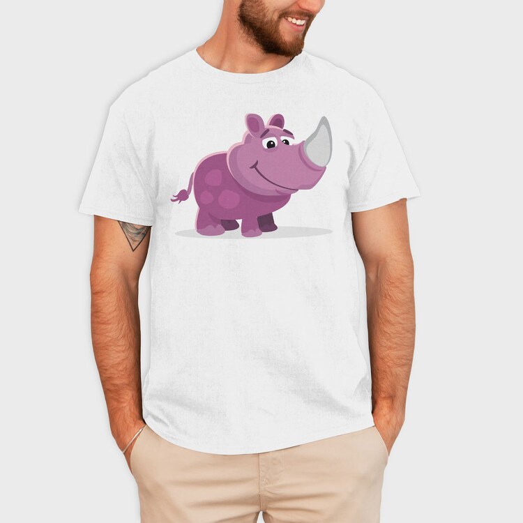 Purple Rhino Smile, Tricou Barbati (Unisex)