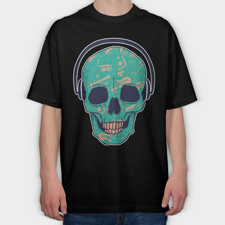Skull Dj, Tricou Oversize Barbati (Unisex)