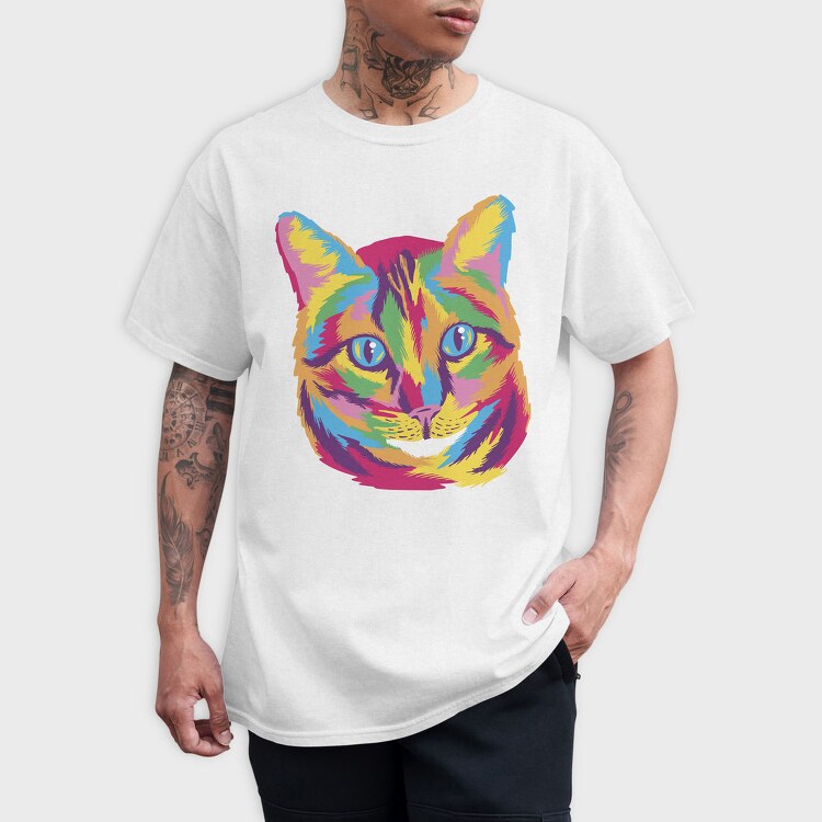 Colorful Cat Face Full Color, Tricou Barbati (Unisex)