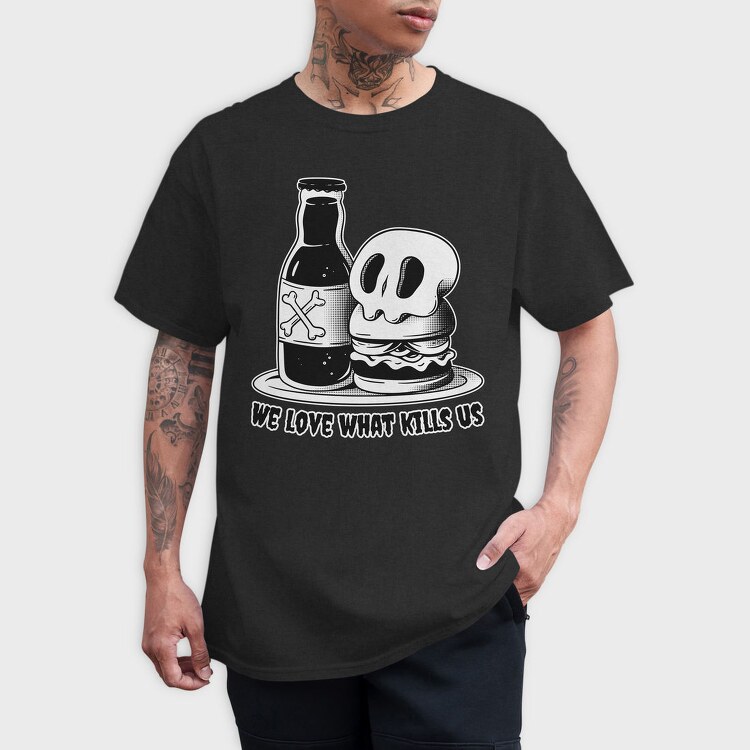Skull Hamburguer And Beer Burguer, Tricou Barbati (Unisex)