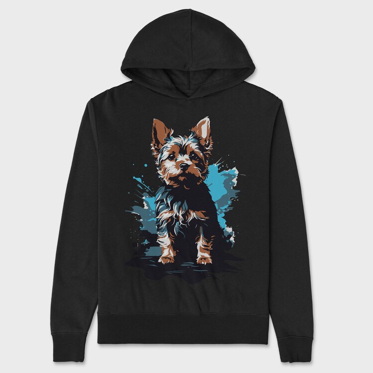 Dog Yorkshire Watercolor, Hanorac Oversize Barbati (Unisex)