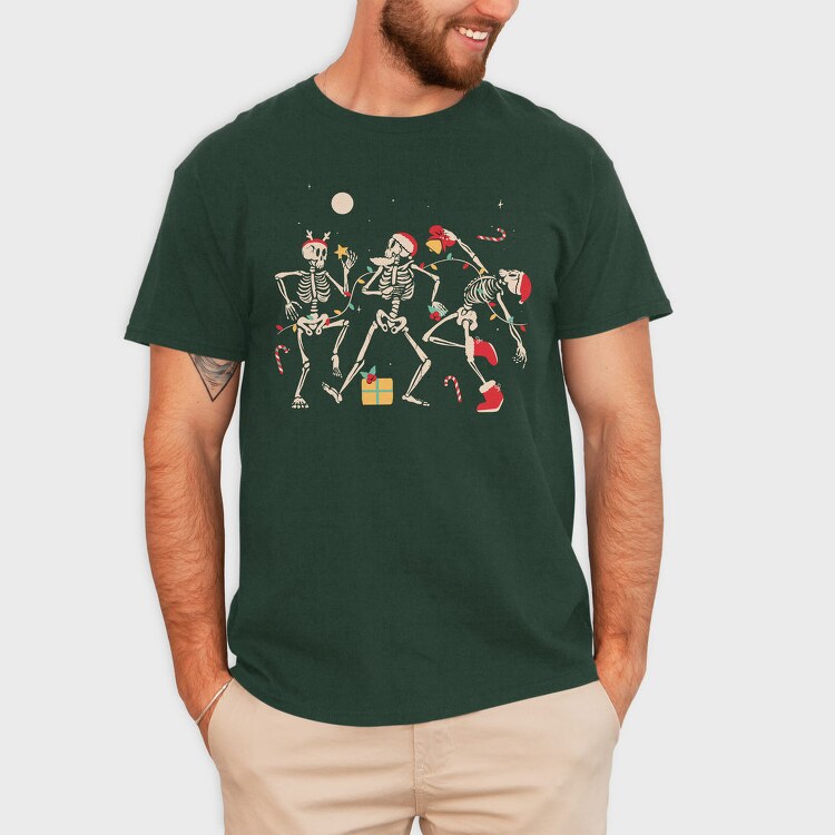 Quirky Christmas Dancing Skeletons, Tricou Barbati (Unisex)
