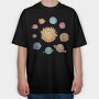 Cute Solar System With Planets Kawaii, Tricou Oversize Barbati (Unisex)