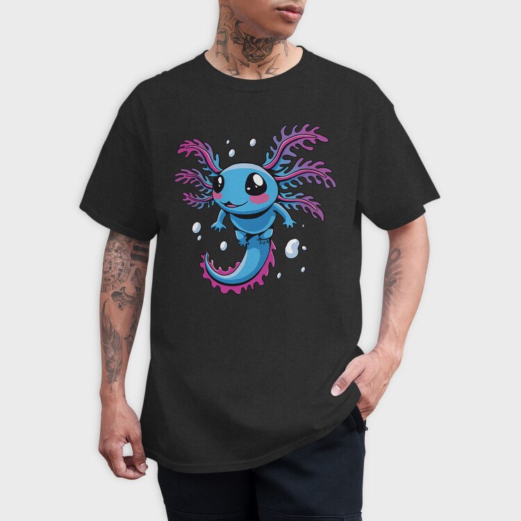 Cute Swimming Axolotl, Tricou Barbati (Unisex)