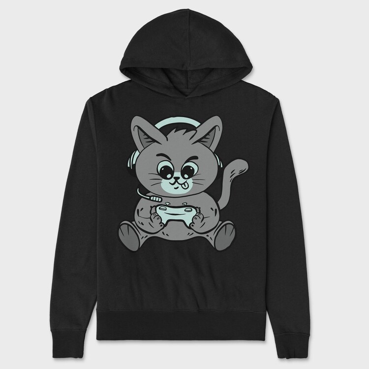 Cat Gamer, Hanorac Oversize Barbati (Unisex)