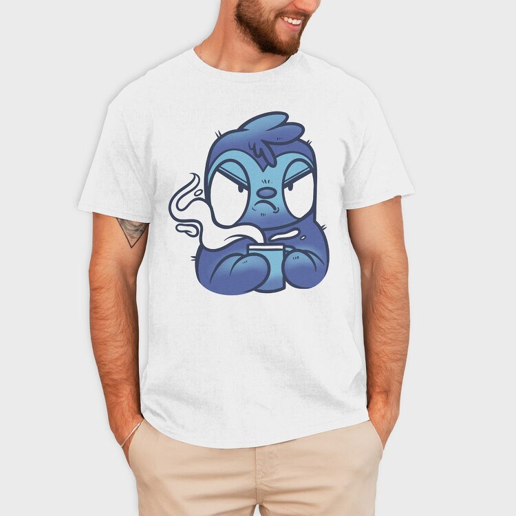 Cartoon Sloth With Coffee Drink, Tricou Barbati (Unisex)