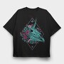 Skull Unicorn Head With Flowers, Tricou Oversize Barbati (Unisex)