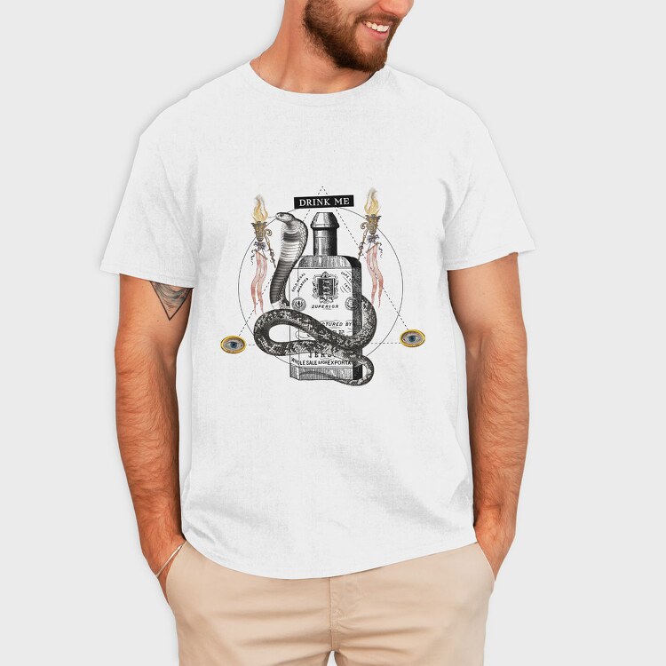 Snake Animal On Poison Bottle Vintage, Tricou Barbati (Unisex)