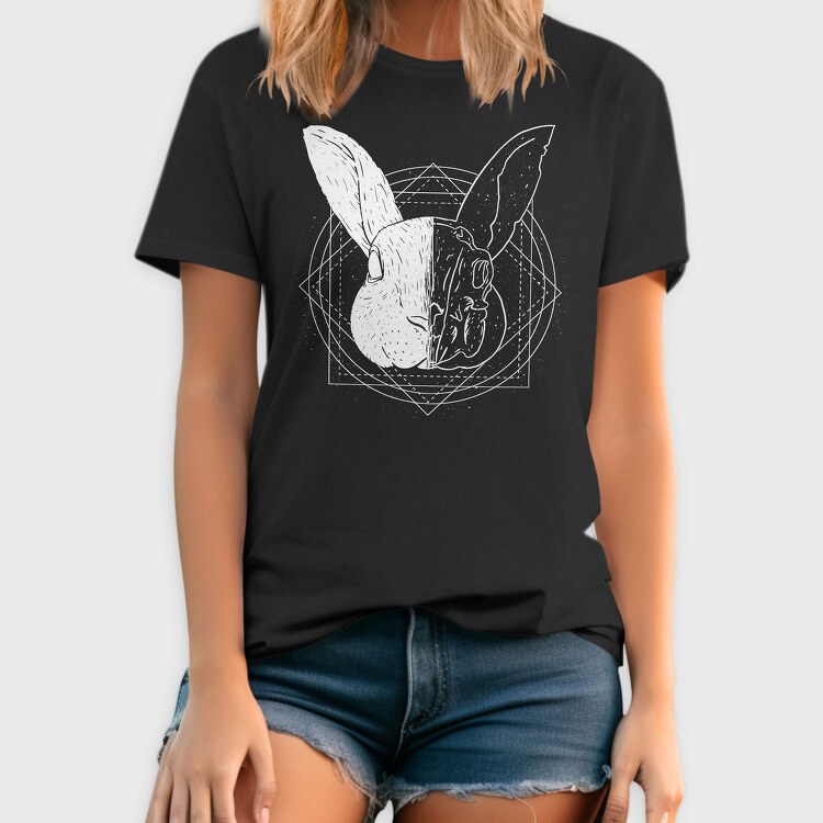Rabbit Animal Divided Skull Head, Tricou Barbati (Unisex)