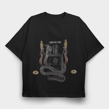 Snake Animal On Poison Bottle Vintage, Tricou Oversize Barbati (Unisex)