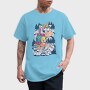 Cartoon Unicorn Hiking Pee On Mountain, Tricou Barbati (Unisex)