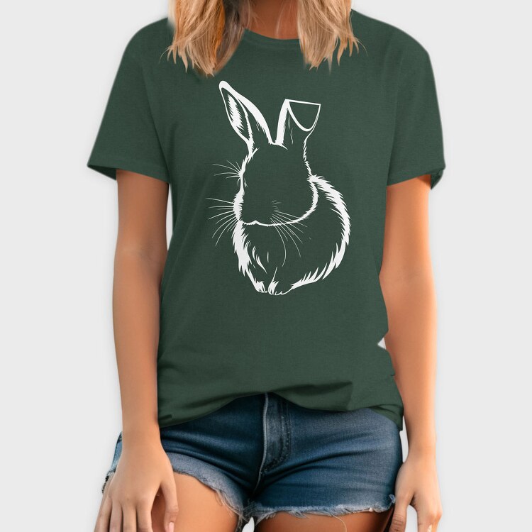 Rabbit White Outline, Tricou Barbati (Unisex)