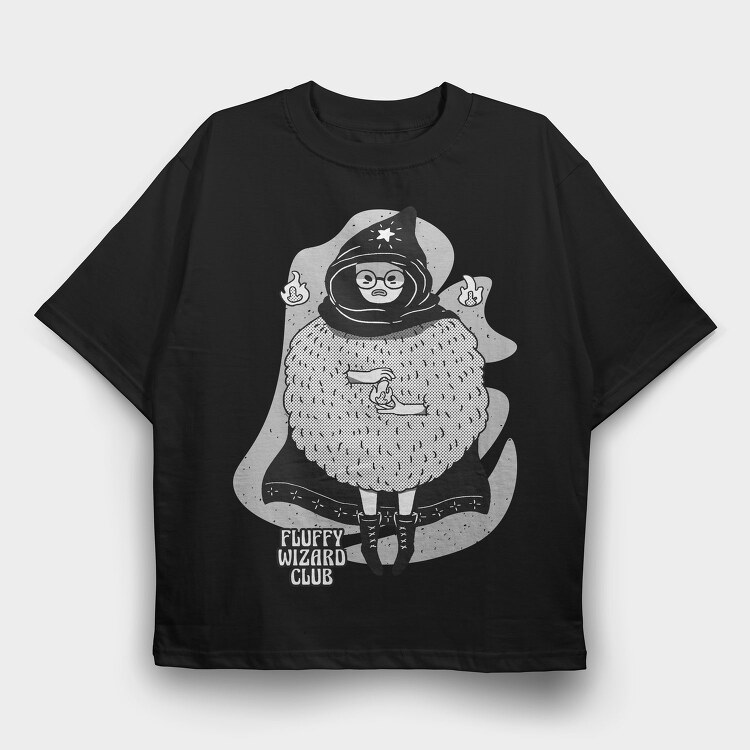 Cartoon Wizard Boy Fantasy Fluffy Club, Tricou Oversize Barbati (Unisex)