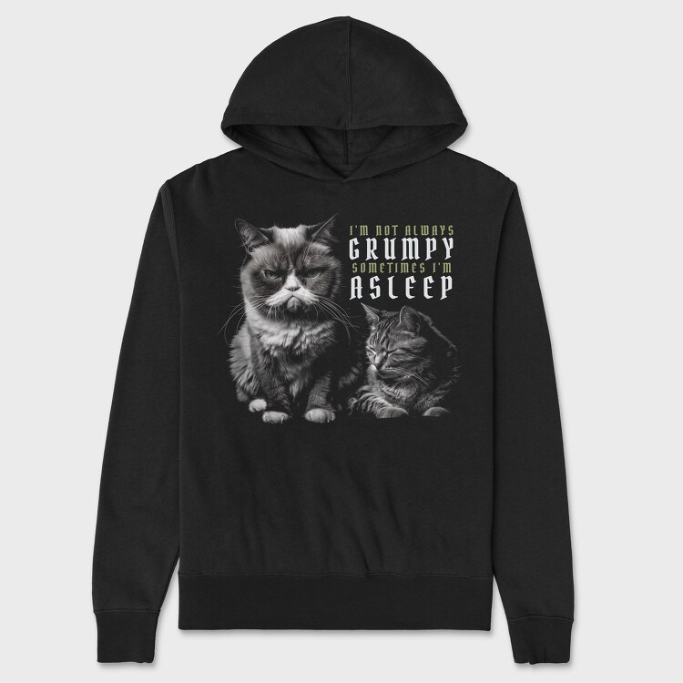 Cat Grumpy Asleep, Hanorac Oversize Barbati (Unisex)