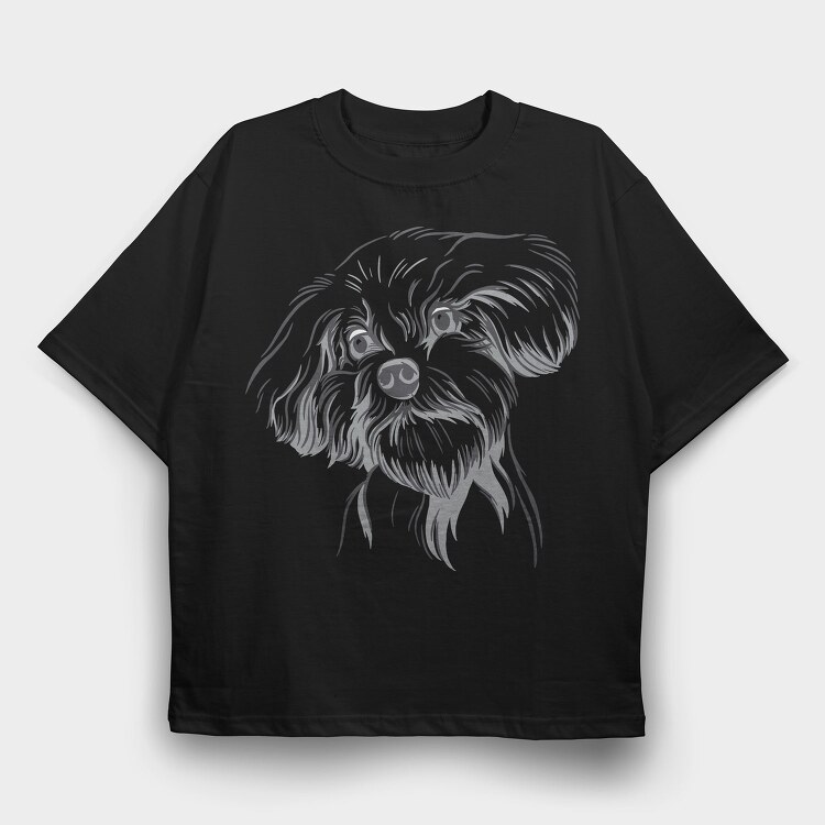 Cool Dog Illustration Doodle, Tricou Oversize Barbati (Unisex)