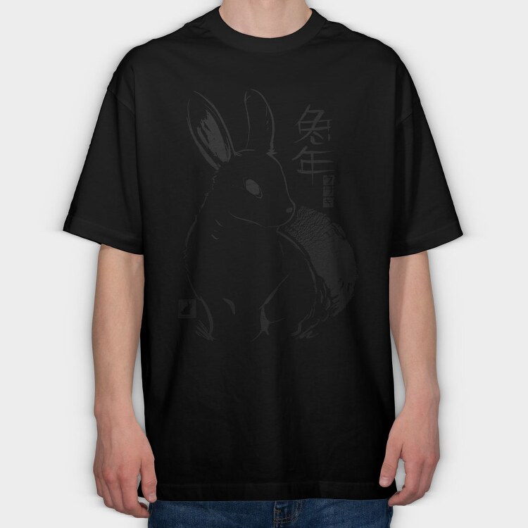 Rabbit Year Traditional, Tricou Oversize Barbati (Unisex)