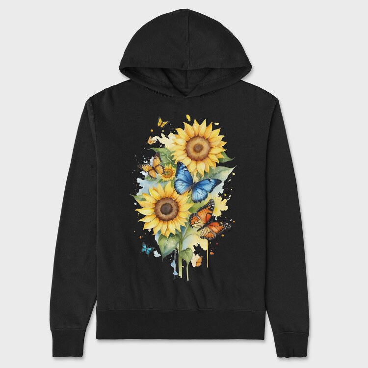 Sunflower Butterfly, Hanorac Oversize Barbati (Unisex)