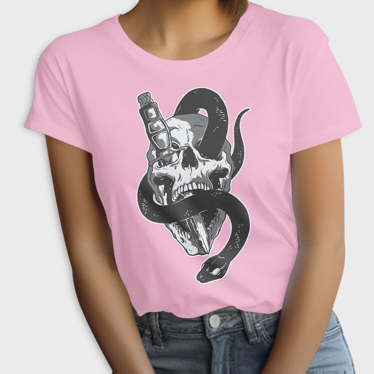 Skull With Snake Knife 01, Tricou Femei