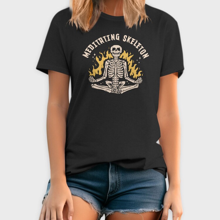 Cool Meditating Skeleton Skelleton, Tricou Barbati (Unisex)