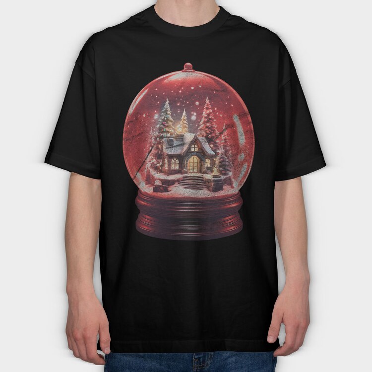 Snow Globe Christmas Snowball, Tricou Oversize Barbati (Unisex)