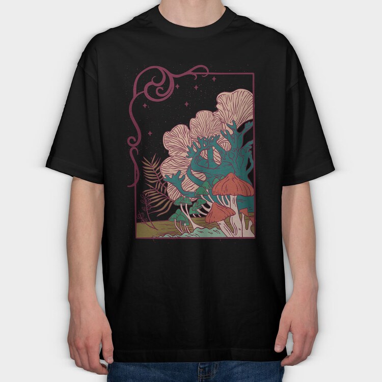 Cool Mushrooms Illustration, Tricou Oversize Barbati (Unisex)