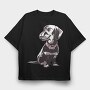 Dwarf Dachshund, Tricou Oversize Barbati (Unisex)