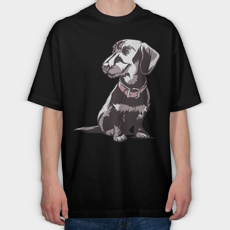 Dwarf Dachshund, Tricou Oversize Barbati (Unisex)