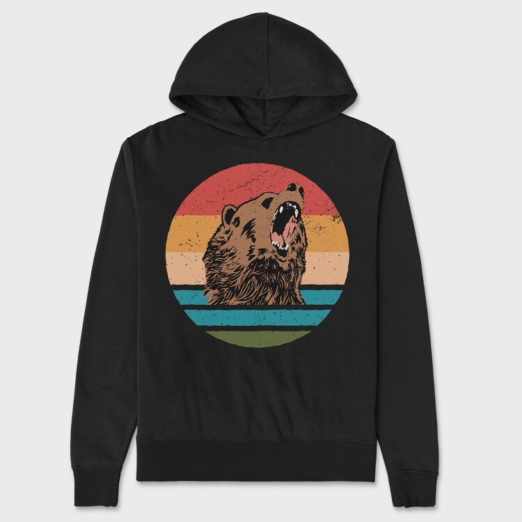 Sunset Retro Bear, Hanorac Oversize Barbati (Unisex)