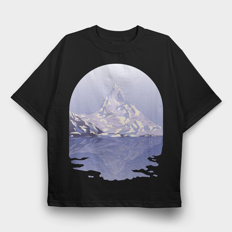 Snow Mountain Landscape, Tricou Oversize Barbati (Unisex)