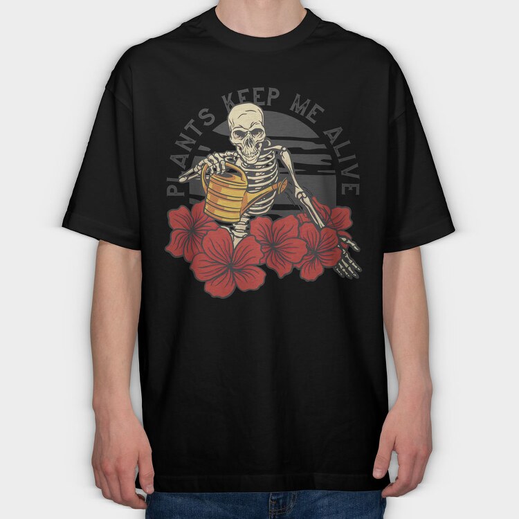 Cool Plants Skeleton Skull, Tricou Oversize Barbati (Unisex)