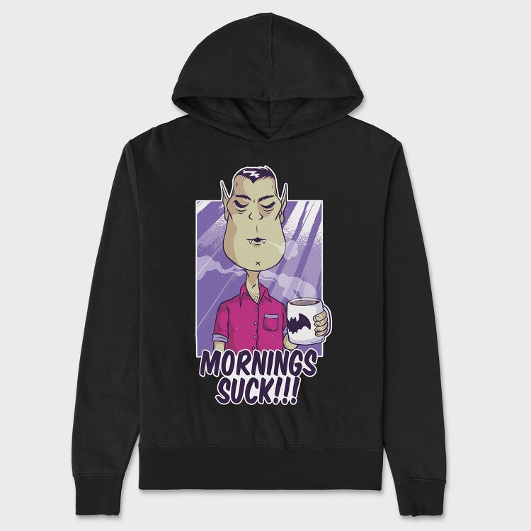 Mornings Suck Vampire, Hanorac Oversize Barbati (Unisex)