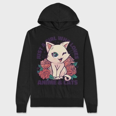 Hanorac Barbati (Unisex), Cat Kawaii Anime Quote