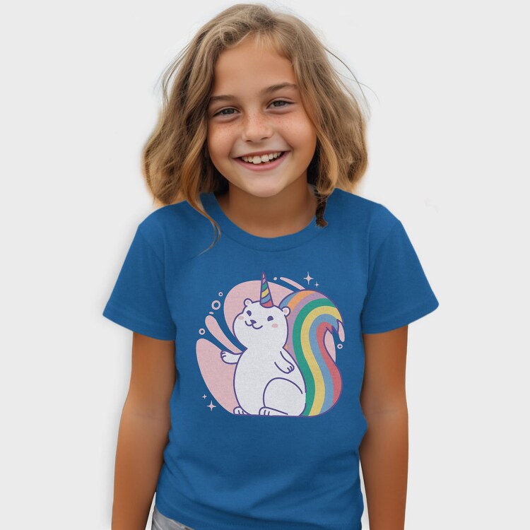 Rainbow Squirrel Unicorn Animal, Tricou Copii