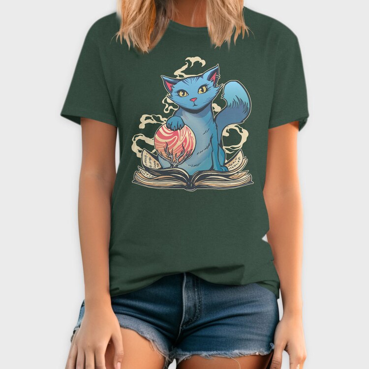 Magical Cat With Book Whimsical, Tricou Barbati (Unisex)