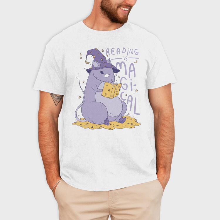 Rat Reading Magical Book, Tricou Barbati (Unisex)