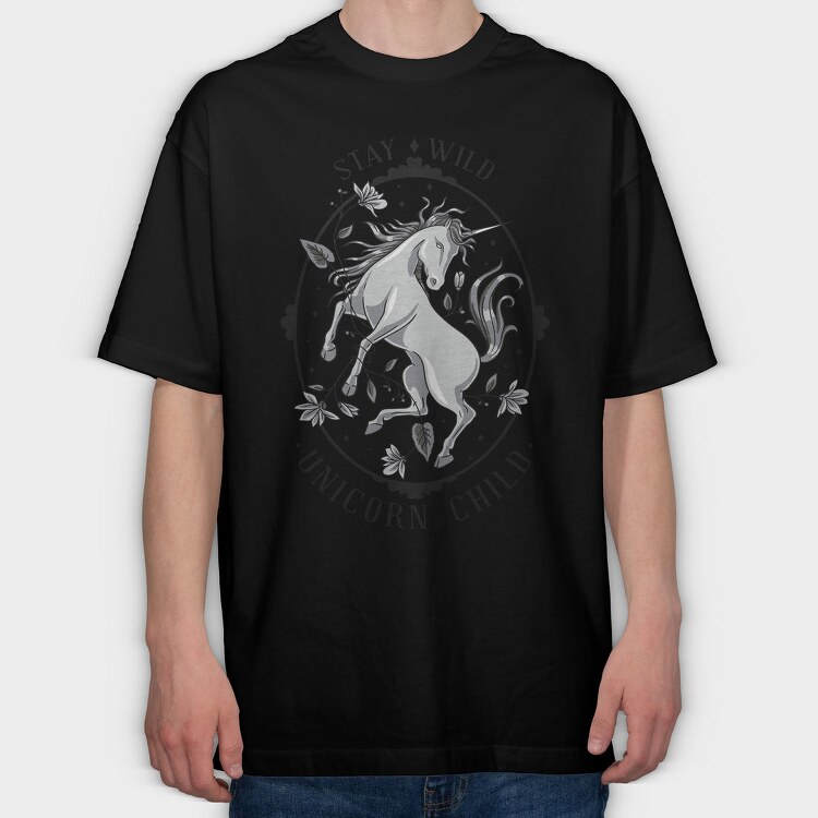 Cool Wild Unicorn 01, Tricou Oversize Barbati (Unisex)