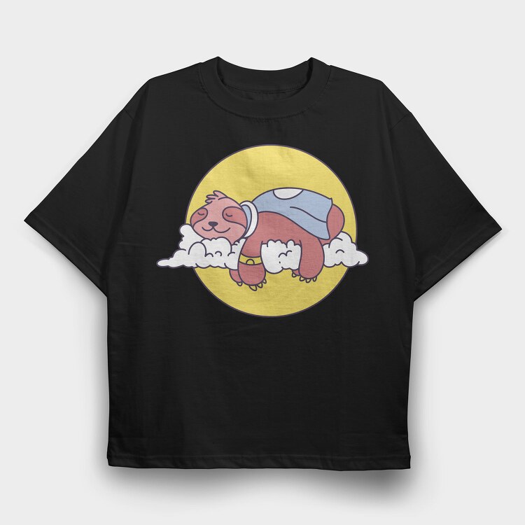 Sleepy Sloth In The Clouds, Tricou Oversize Barbati (Unisex)