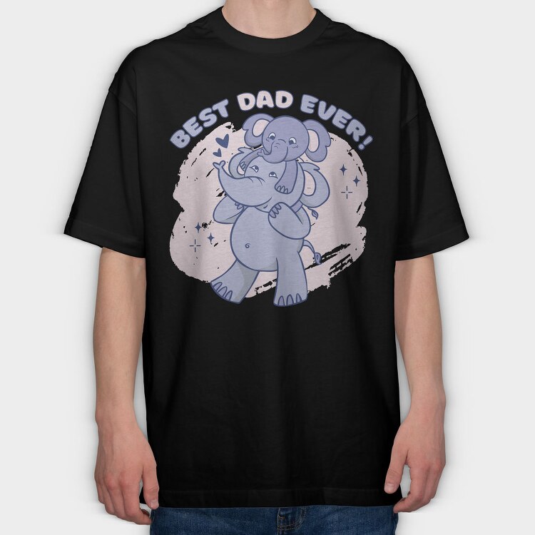 Best Dad Ever Elephants, Tricou Oversize Barbati (Unisex)