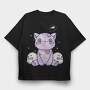 Pastel Goth Stuffed Cat, Tricou Oversize Barbati (Unisex)