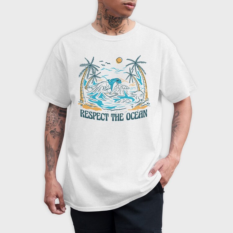 Respect the Ocean, Tricou Barbati (Unisex)