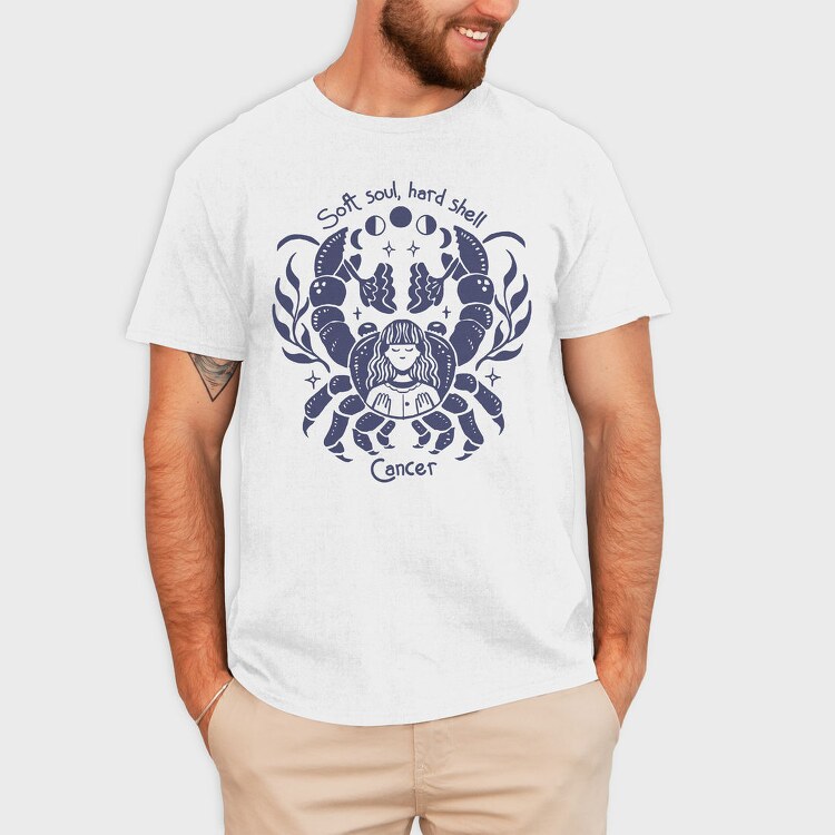Soft Soul Hard Shell Cancer Zodiac Handmade, Tricou Barbati (Unisex)