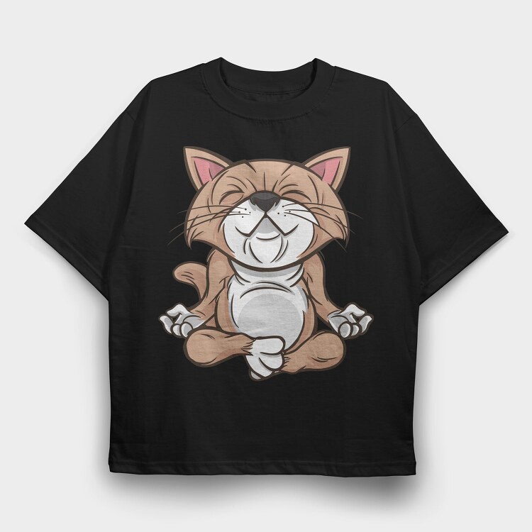 Yoga Cat, Tricou Oversize Barbati (Unisex)