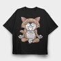 Yoga Cat, Tricou Oversize Barbati (Unisex)