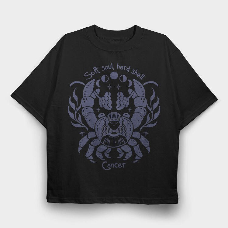 Soft Soul Hard Shell Cancer Zodiac Handmade, Tricou Oversize Barbati (Unisex)