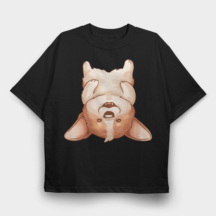 Corgi Howl, Tricou Oversize Barbati (Unisex)