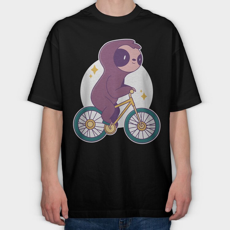 Sloth Animal Riding Bicycle Bike, Tricou Oversize Barbati (Unisex)