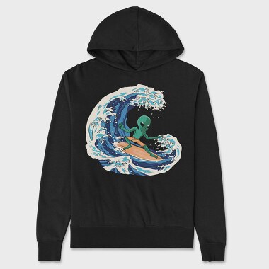 Surfing Alien, Hanorac Oversize Barbati (Unisex)