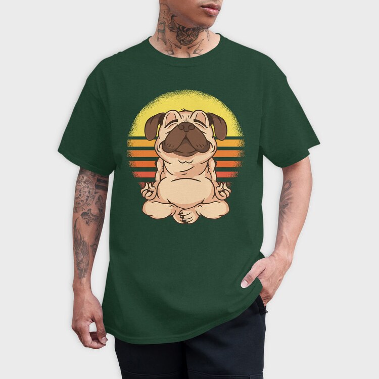 Yoga Pug 01, Tricou Barbati (Unisex)